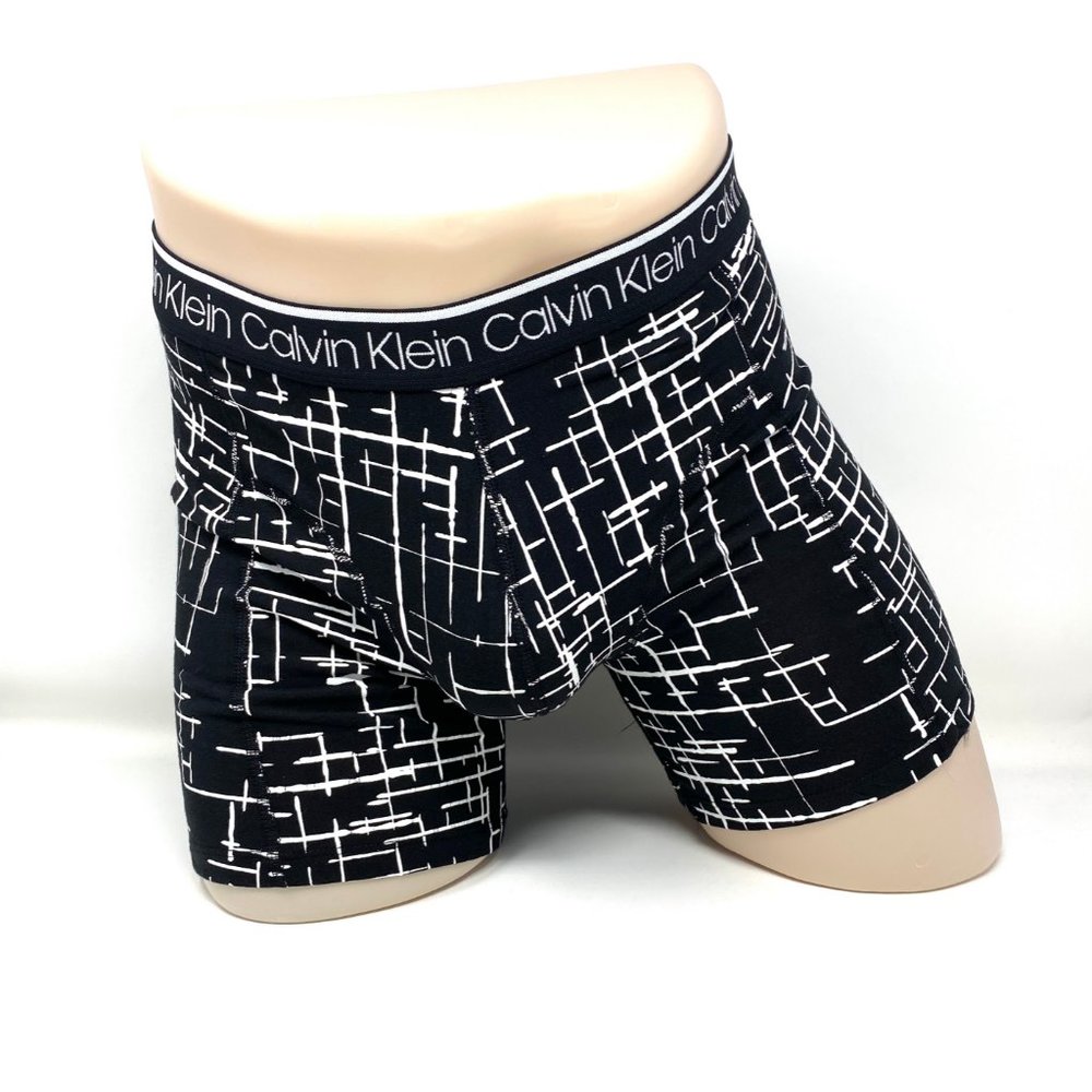 Calvin Klein 3 Pack Men's Size NP24220432 Cotton Stretch Boxer Briefs Black Blue - Picture 4 of 8